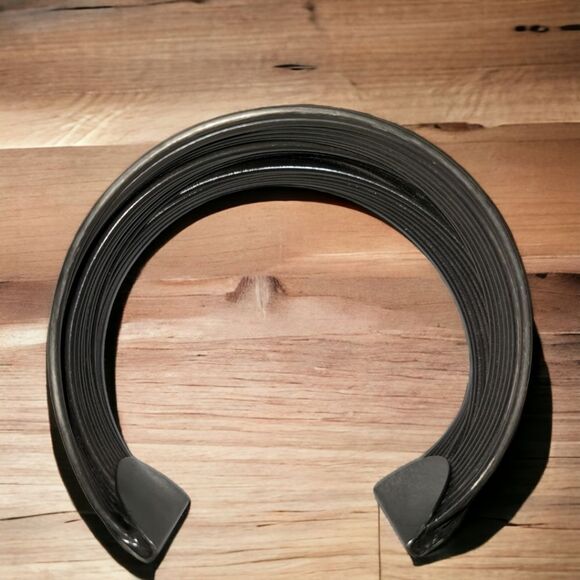 Silver Colored Braided Cuff Bracelet Adjustable - Picture 2 of 4